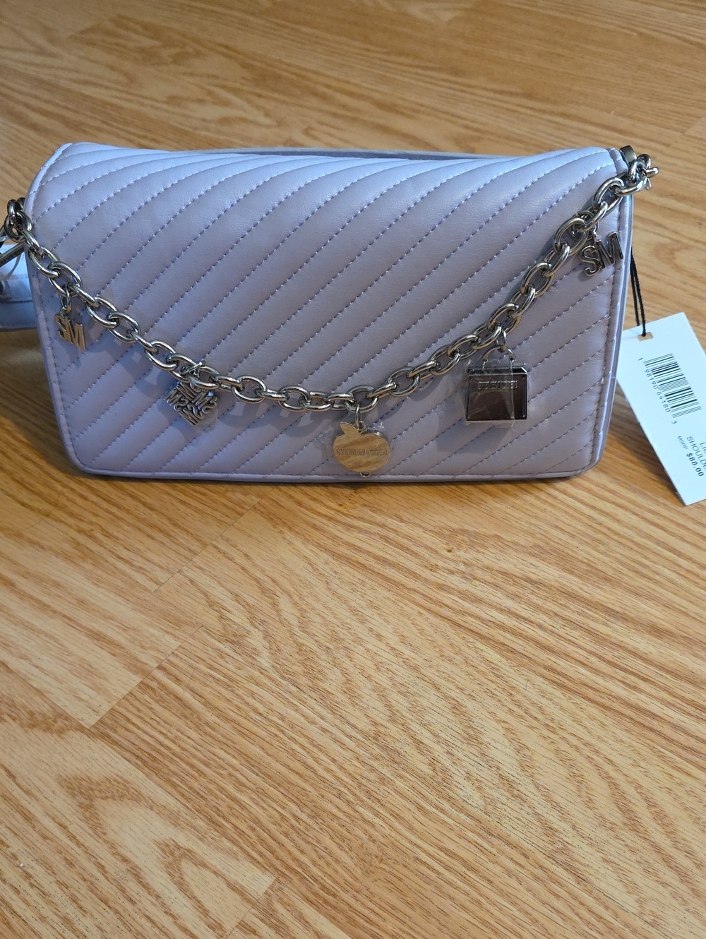 Steve Madden Lavender Quilted Charm Chain Crossbody